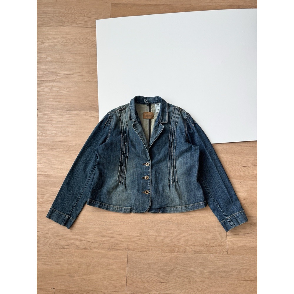 Y2K Levi's Jean Jacket Denim Grunge Large Button Up Blazer Medium Wash